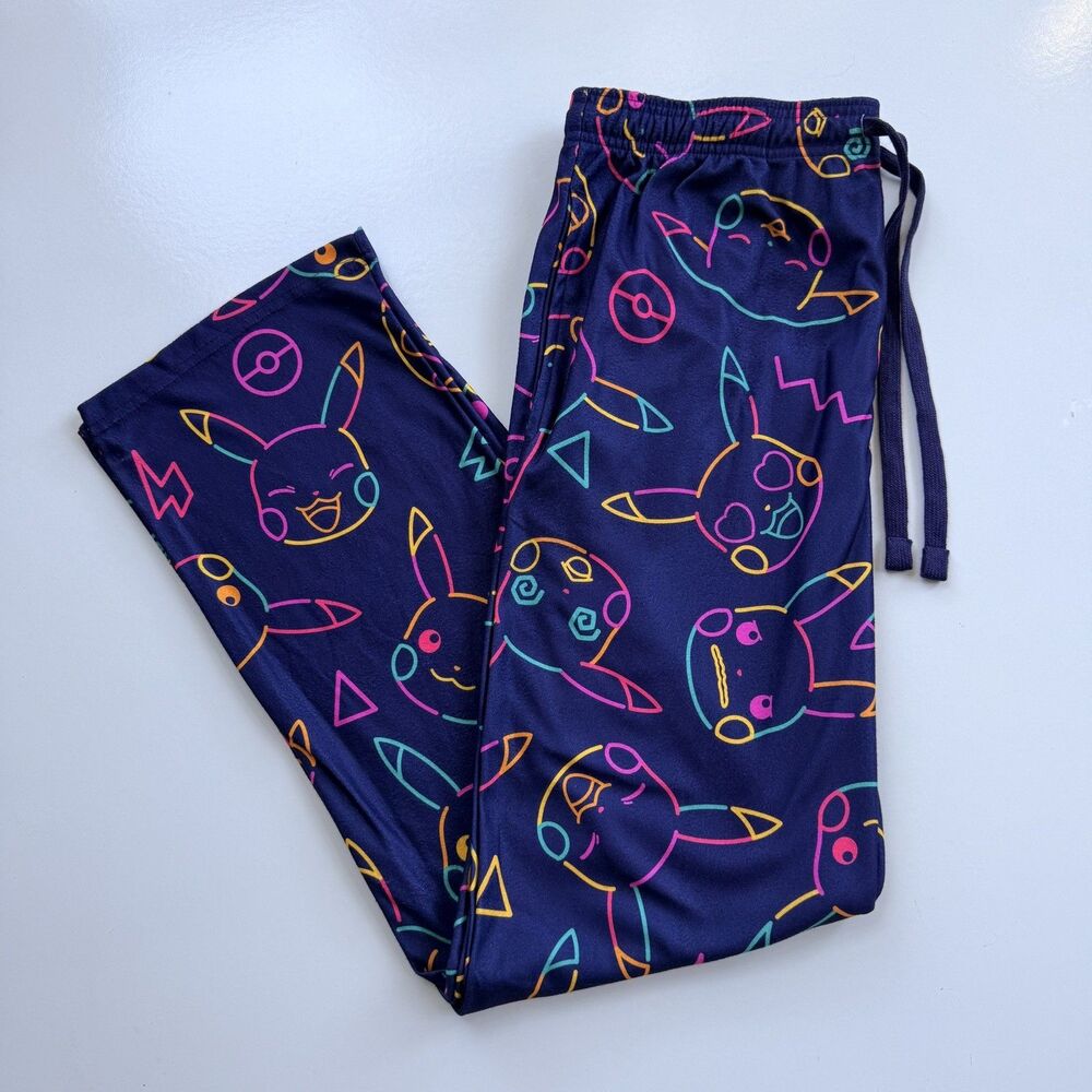 Pokemon Pikachu Neon Men's Pajama Lounge Pants Soft Small / Medium